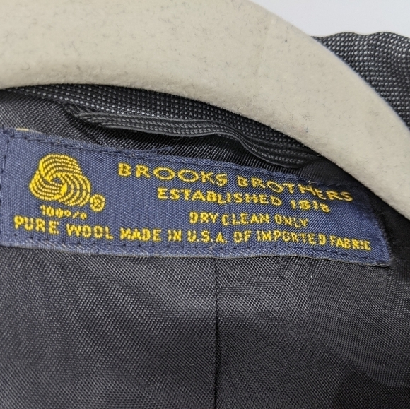 Vintage Brooks Brothers Sport Coat Suit Jacket Pure Wool Gray Two-Button 43L - Picture 12 of 12